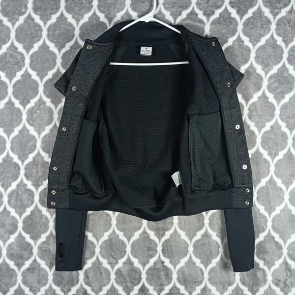 Nike Jacket Womens XS Gray Black Therma-FIT Snap Front Thumbholes Zip Pockets - Picture 4 of 9